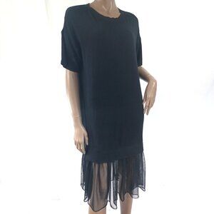 FOREVER 21 Oversize SS Mesh Ruffle Hem Jersey Tee Shirt Maxi Dress S